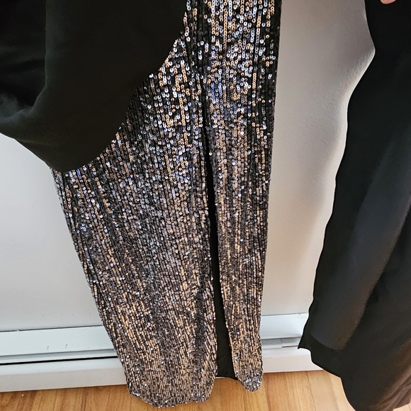Jay Godfrey Dress Amira sequined mesh gown draped front black cocktail formal - Picture 7 of 15